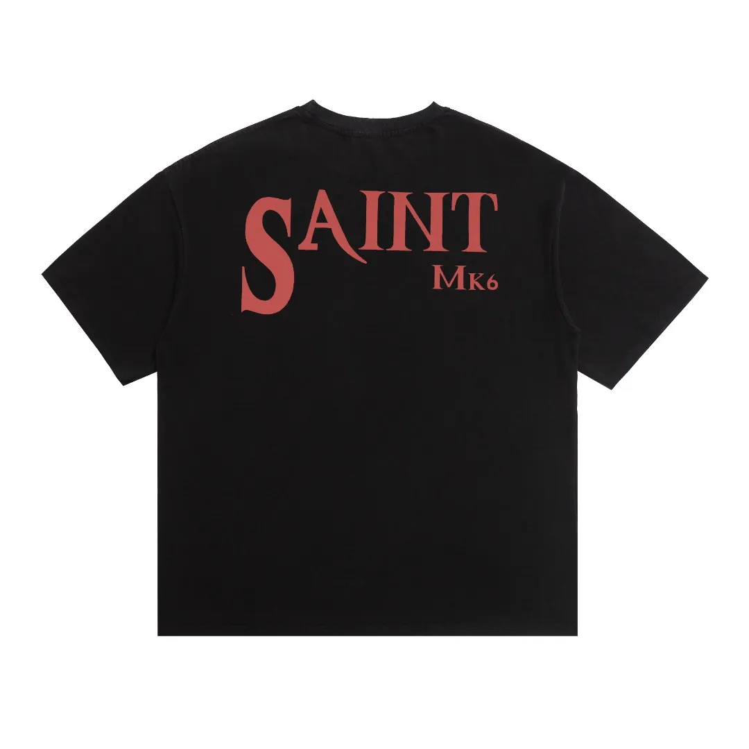 American fashion Saint Michael lost boy print retro washed and distressed Vintage loose short sleeves. Digital white ink direct printing. The fabric is breathable and the pattern is three-dimensional and clear. Fabric: Double yarn 240g Style number: S821 Size: S-M-L-XL Color: Washed black Price: P118